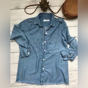ZARA Chambray Denim Button Down Shirt (S)